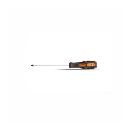 CLARKE | Screw Driver Flat 10 inch Magnetic Tip Chrome Plated with Orange/Black Soft Grip and Fibre Handle | SDF10FC