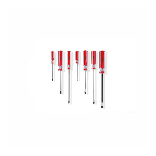 CLARKE | Screw Driver 7pcs Set Red Acetate heavy-duty handle with Magnetic Tip | SDSCL