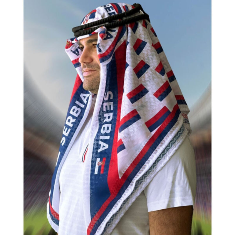 Serbia | Football fan head gear Arabic Style - Ghutra and Egal set- |- One- size
