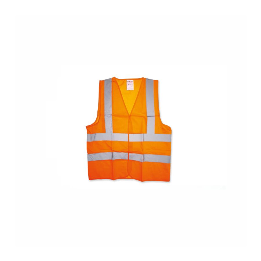 CLARKE | Polyester Safety Jacket Orange Color 3 Pockets Size- 2XL With Zip Fastner & 2inch Reflective Tape | SJO2XLC