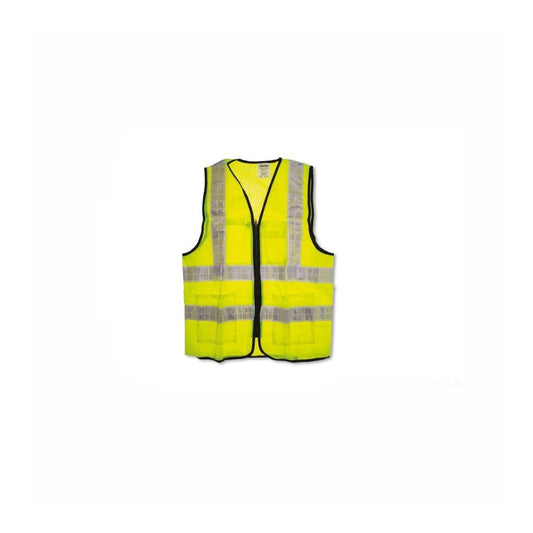CLARKE | Polyester Safety Jacket Yellow Color 3 Pockets Size- Medium With Zip Fastner & 2inch Reflective Tape | SJYMC
