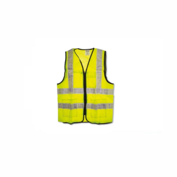 CLARKE | Polyester Safety Jacket Yellow Color 3 Pockets Size- Small With Zip Fastner & 2inch Reflective Tape | SJYSC