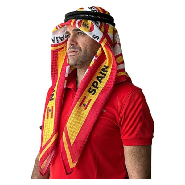 Spain | Football fan head gear Arabic Style - Ghutra and Egal set- |- One- size