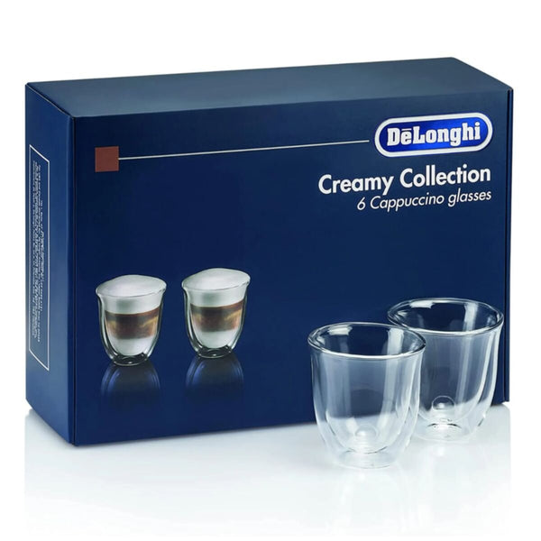 DELONGHI | Creamy Collection Double Walled Thermo Cappuccino Glasses | Set of 6 Clear | TE0186987