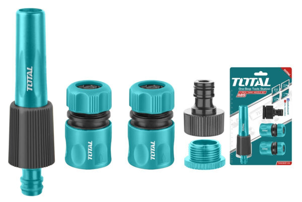 TOTAL | 5 Piece Hose Connector with Twist Nozzle Set | THHCS05122