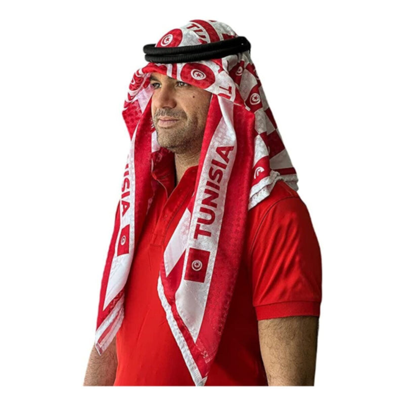 Tunisia | Football fan head gear Arabic Style - Ghutra and Egal set- |- One- size