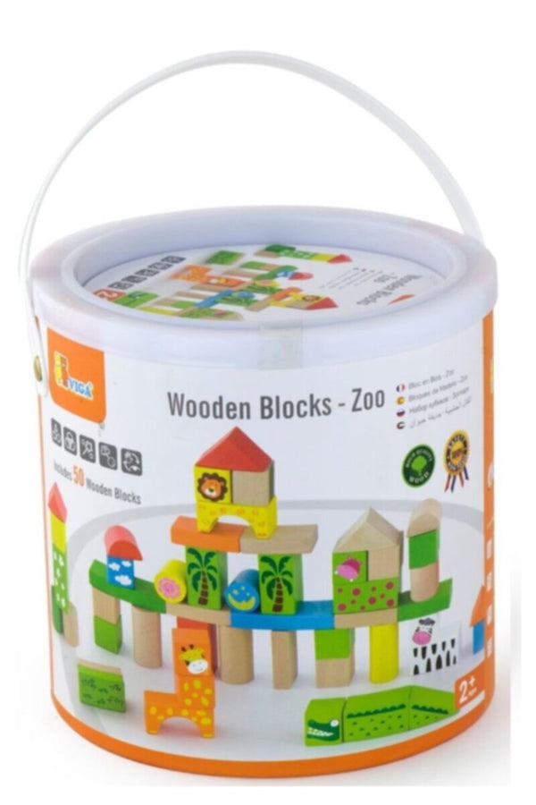 VIGA | Wooden Blocks - 50 pcs Zoo | 50286