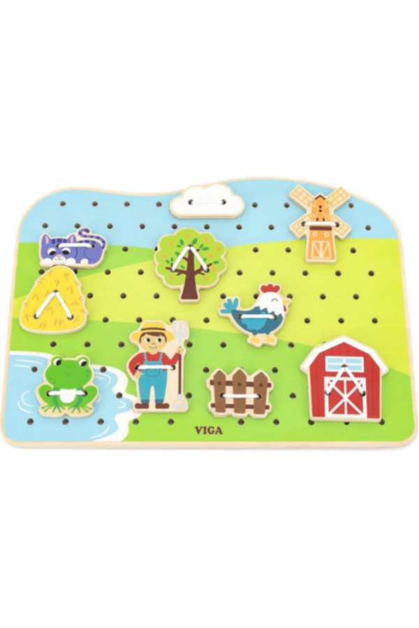 VIGA | Wooden Farm Lacing Game Set | 44637