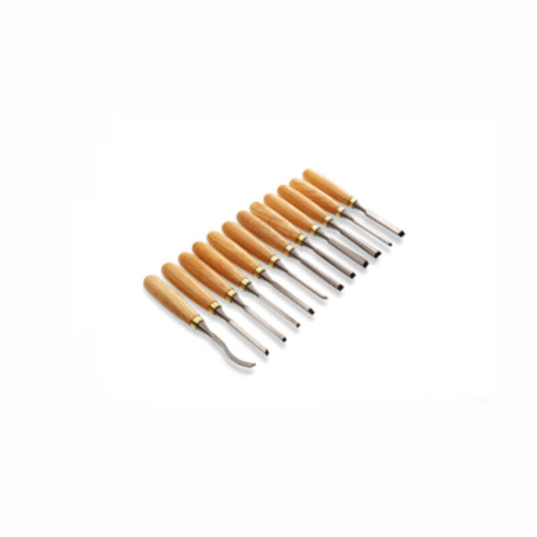 CLARKE | Wood Carving Chisel 12pcs Set Polished Wooden Handle With Leather Pouch | WCCS12C