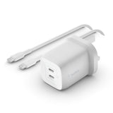 BELKIN | BOOST CHARGE PRO Dual USB-C GaN Wall Charger with PPS 65W + USB-C to USB-C Cable White | WCH013my2MWH-B6