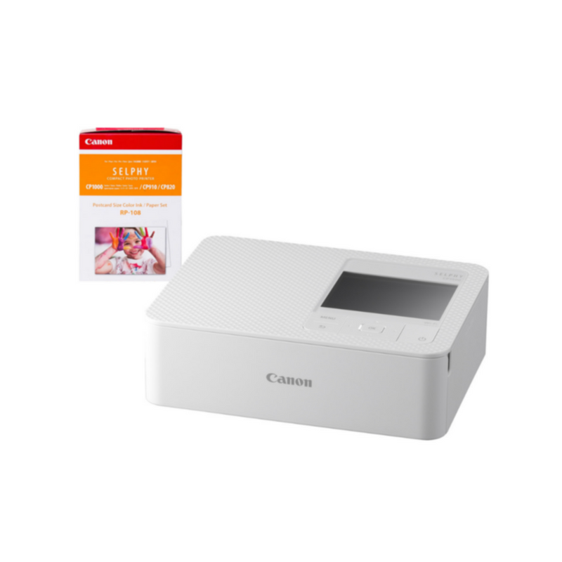CANON | Selphy Photo Printer White + Color Ink | CP1500 WH + RP-108 BUNDLE